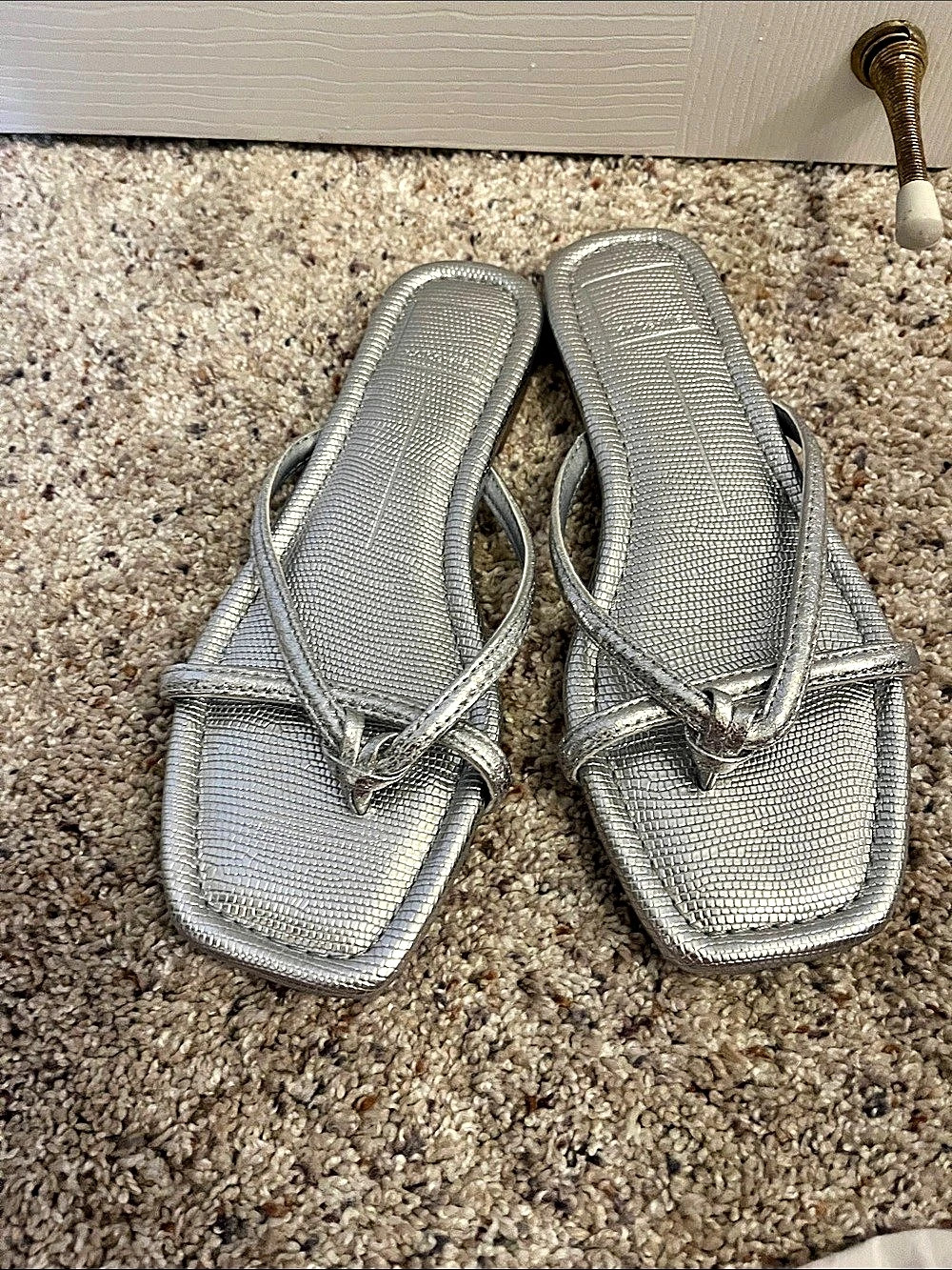 Dolce Vita Lenex Thong Sandal Metallic Strappy Sandals Silver